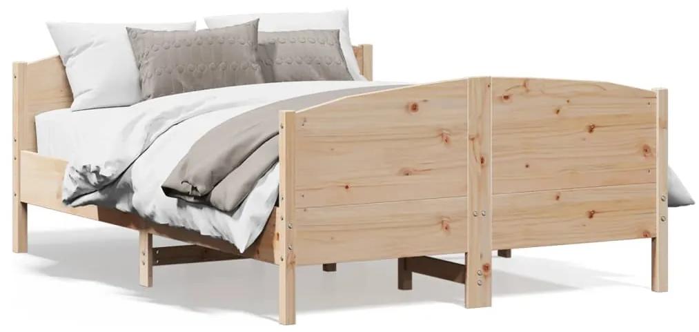 3216182 vidaXL Cadru de pat cu tăblie, 135x190 cm, lemn masiv de pin