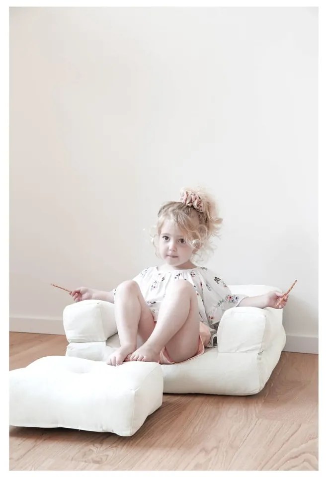 Fotoliu extensibil pentru copii cu taburet Karup Design Mini Cube Creamy