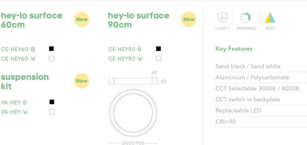 Plafoniera LED dimabila CCT 3000/4000K Hey-lo 60 alba