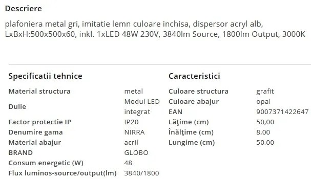 Plafoniera LED moderna NIRRA 48W