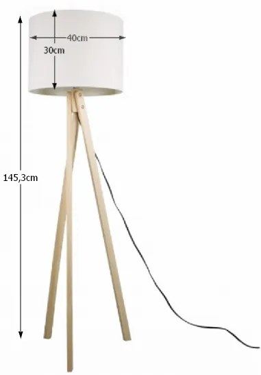 Lampa de podea Culoare Alb / Lemn Natural, LILA TYP 6