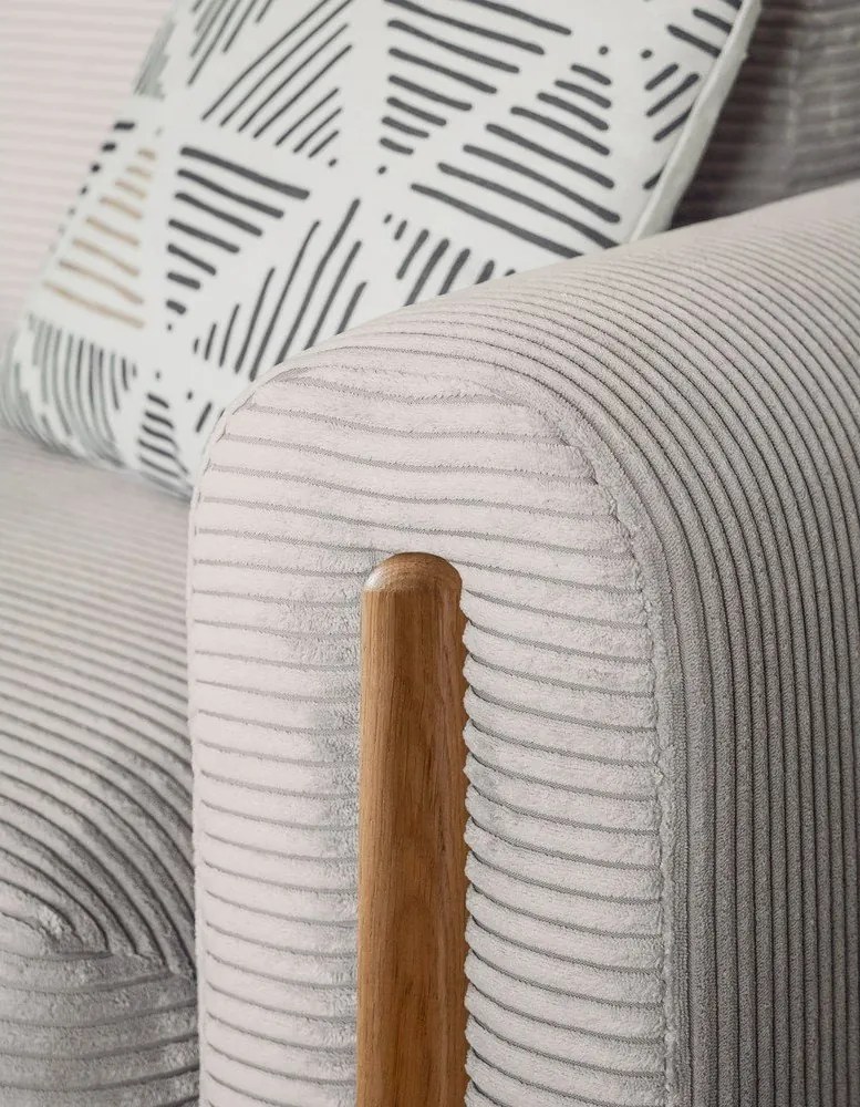 Canapea bej extensibilă/cu spațiu de depozitare cu tapițerie din catifea reiată 244 cm Arcadova – ELTAP