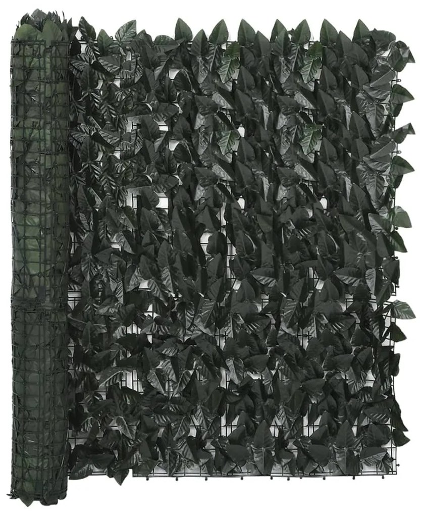 Paravan de balcon, frunze verde închis, 600x100 cm