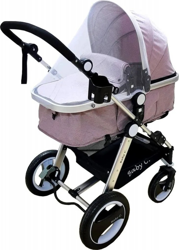 Carucior nou nascuti 2 in 1 Baby Care™ PRO S535, Cadru Aluminiu, roti din cauciuc plin,landou reversibil, Spatar reglabil in 3 trepte, Gri