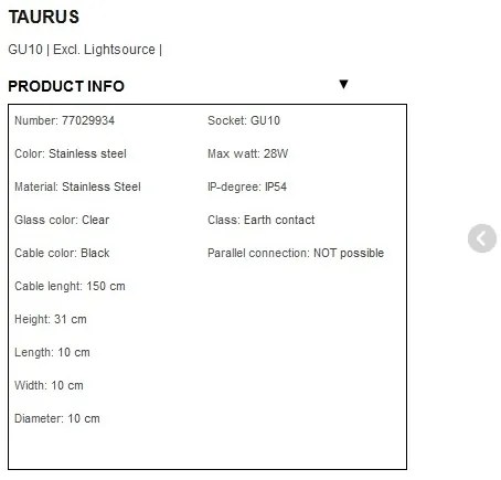 Tarus iluminat exterior IP54 Taurus 77029934 NL