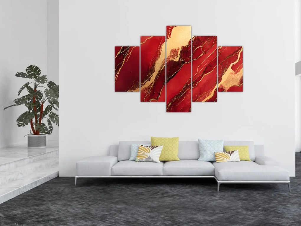 Tablou - Marmură roșu-auriu (150x105 cm)