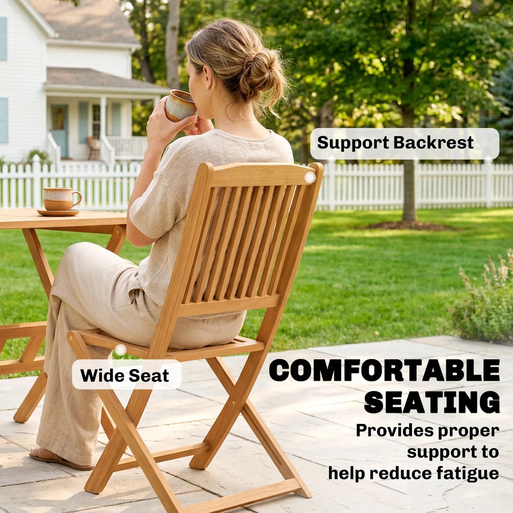 Outsunny Set mobilier de grădină FSC din lemn, set 5 piese pliabil, masă cu 4 scaune pliante, design cu lamele | Aosom Romania