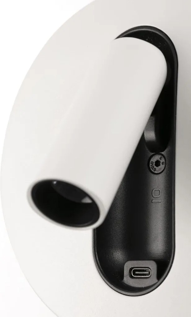 Aplica cu reader LED directionabil stil minimalist TIMIT USB C alb