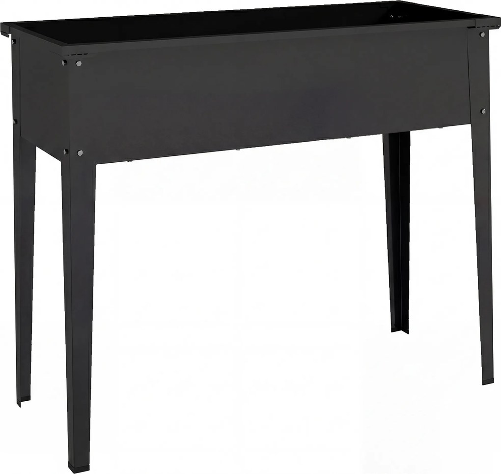 Outsunny Jardinieră pe Picioare din Metal, Jardinieră Ridicată 80 l cu margini rotunjite, Orificiu de drenaj, 100 x 40 x 80 cm, Negru | Aosom Romania