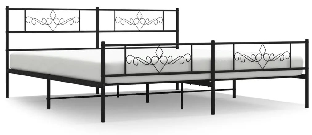 355290 vidaXL Cadru pat metalic cu tăblii de cap/picioare, negru, 183x213 cm