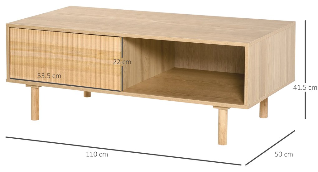 HOMCOM Masa de sufragerie pentru cafea, Stil nordic, cu Usa si Compartiment deschis, Culoare Lemn, 110x50x41.5cm