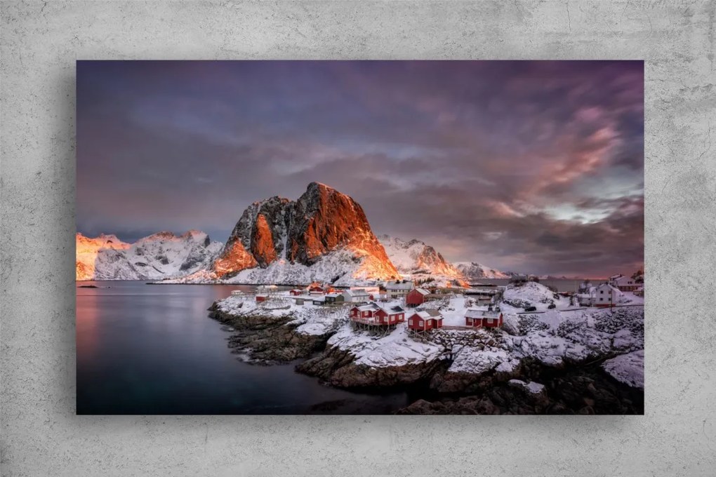 Tablou Canvas - Muntii inzapeziti si lacul inghetat in Scandinavia