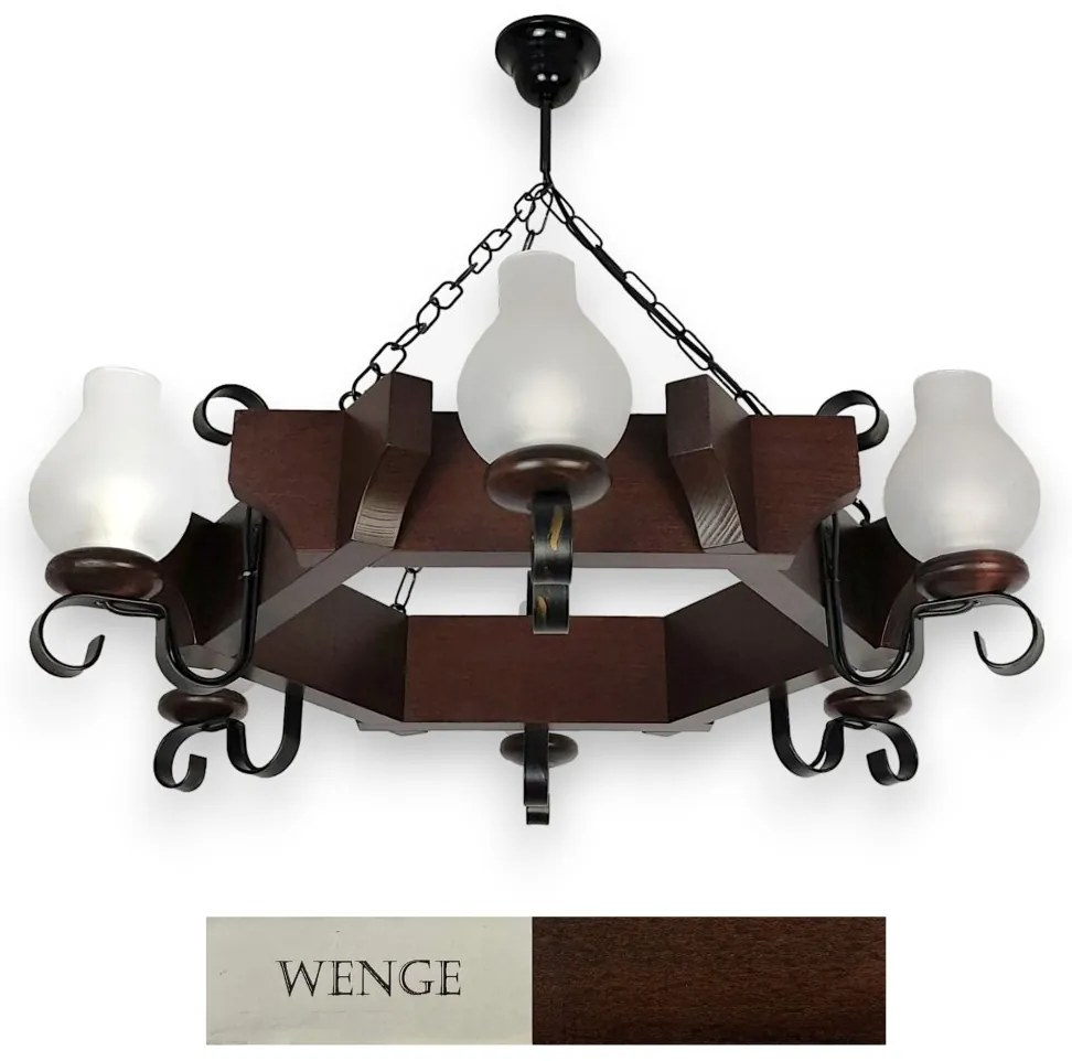 Candelabru rustic fabricat manual din lemn dim.65x65cm, 6 brate Queen WOOD-QU-SP6