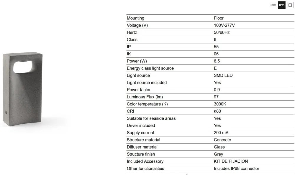 Stalp LED iluminat exterior IP55 GLINT 3000K H-40cm gri