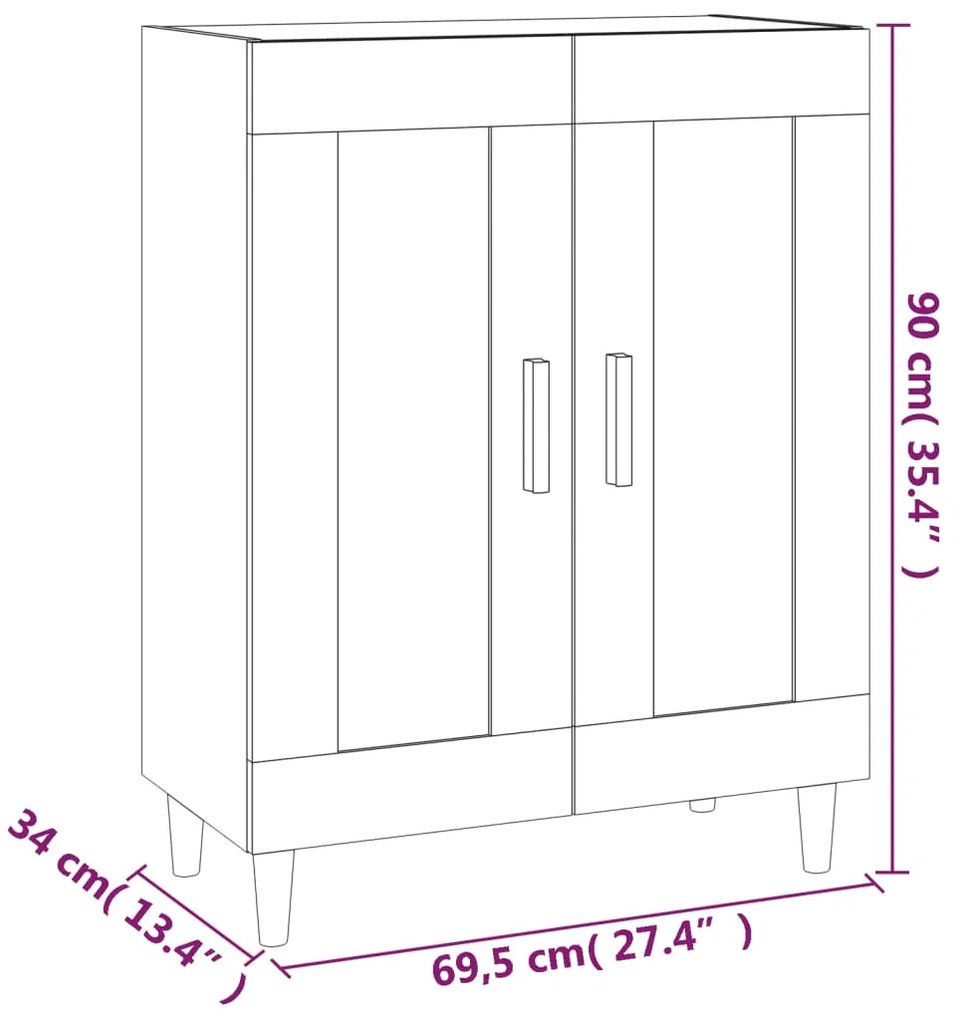 Servanta, negru, 69,5x34x90 cm, lemn compozit Negru, 1