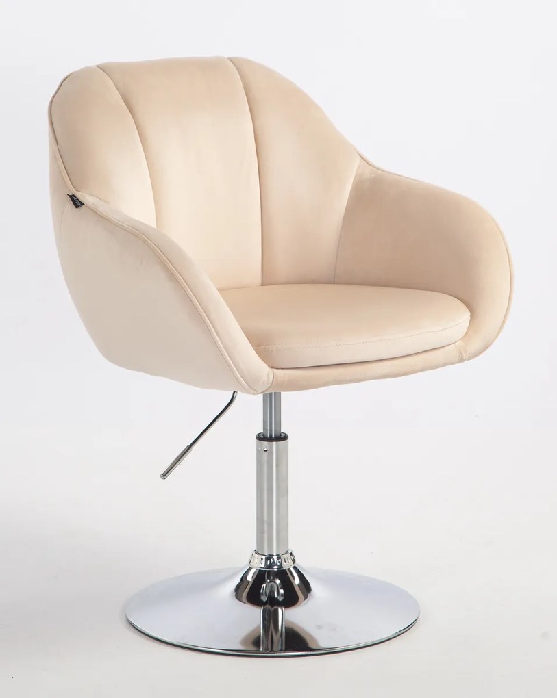 HR2055N Scaun Crem din Catifea cu Bază Cromata