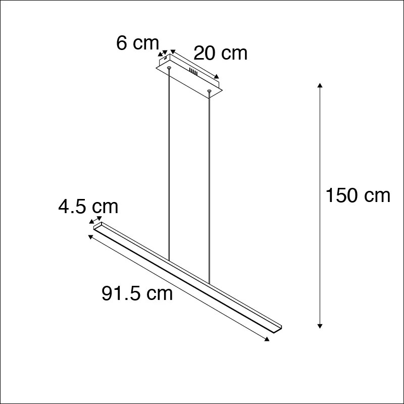 Lampă modernă suspendată neagră 90 cm cu LED inclus - Banda