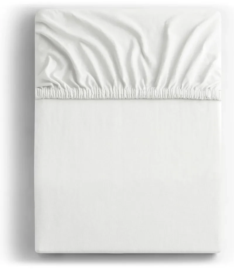 Cearceaf alb din jerseu cu elastic 180x200 cm Amber – Restilo
