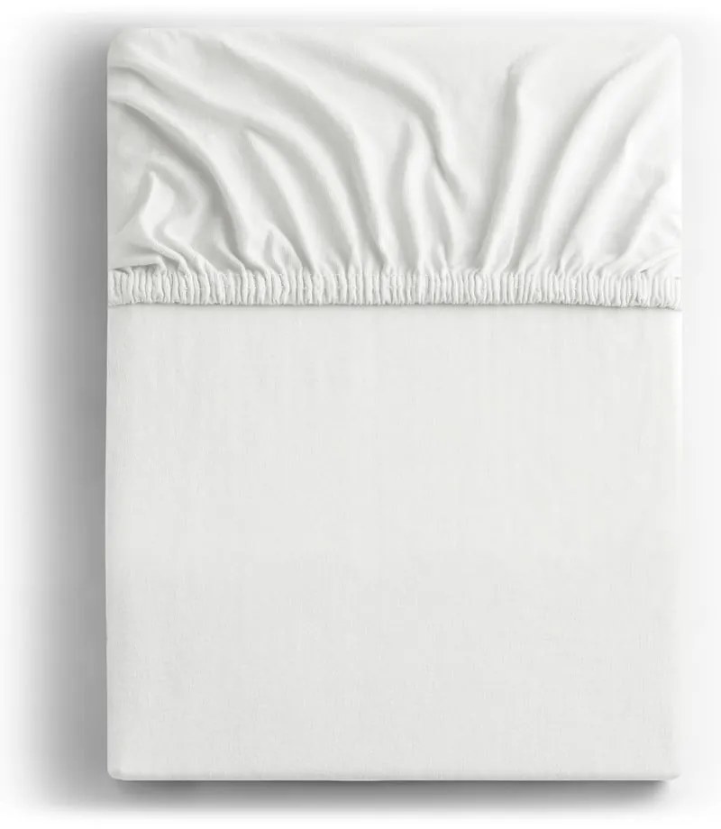 Cearceaf alb din jerseu cu elastic 220x200 cm Amber – Restilo