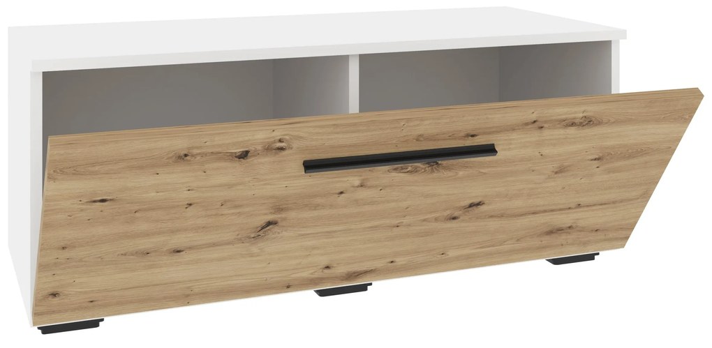 Comoda Kos, O Usa, Alb/Stejar Artisan, 95 x 40 x 39 cm