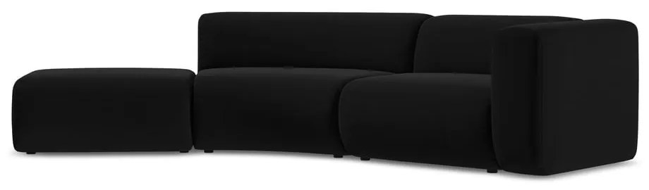 Șezlong negru cu tapițerie din catifea (cu colț pe partea stângă) Ekahi – Makamii