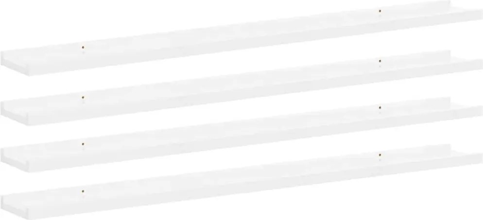 vidaXL Rafturi de perete, 4 buc., alb extralucios, 100x9x3 cm