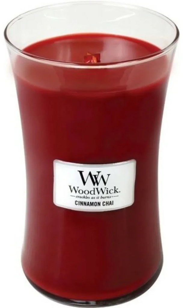 Lumânare parfumată vază mare WoodWick CinnamonChai, 609 g