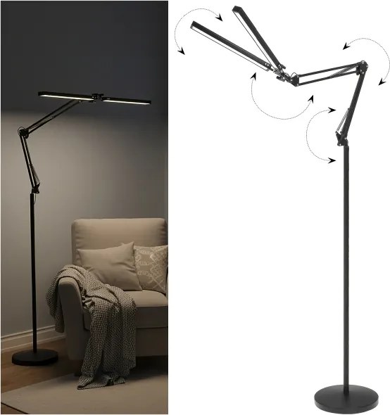Brilagi - Lampadar flexibil VARIO LED dimabil/14W/5V 157 cm negru