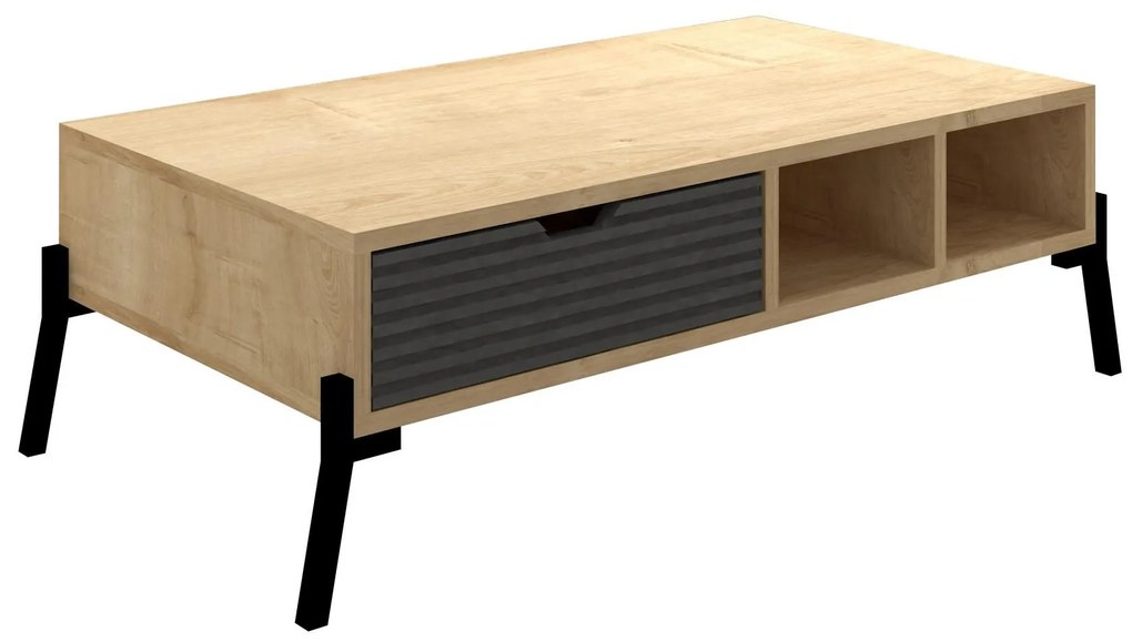 Set mobilier living Tretsilla (Stejar zafir + antracit + negru). 1107150