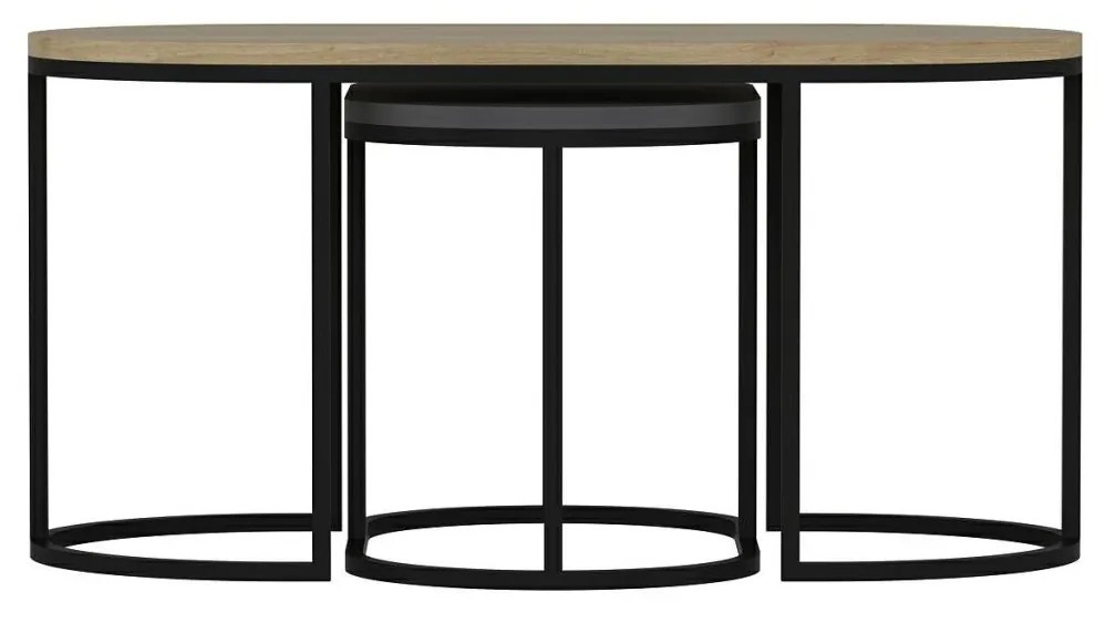 Masuta de cafea set (3 bucăți) Dena - Anthracite, Oak