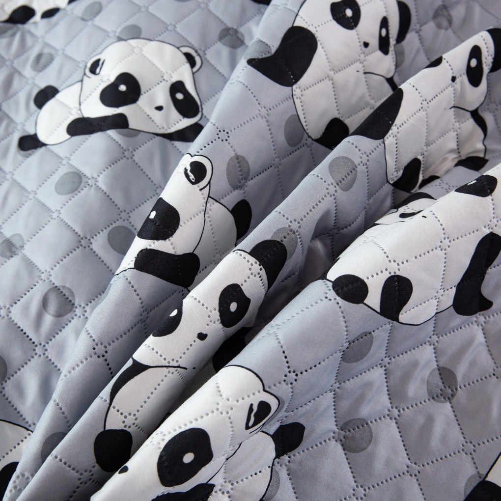 Cuvertura de pat cu model PANDA gri Dimensiuni: 170 x 210 cm
