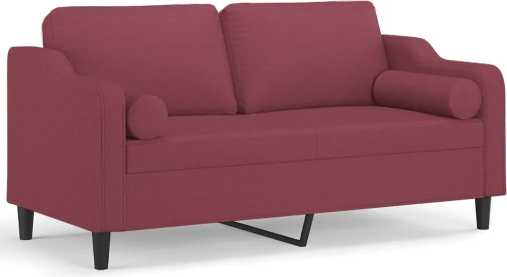vidaXL Canapea cu 2 locuri cu pernuțe, roșu vin, 140 cm, textil