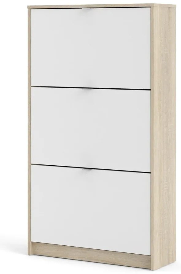 Pantofar alb/în culoare naturală cu deschidere înclinată cu aspect de lemn de stejar Shoes – Tvilum