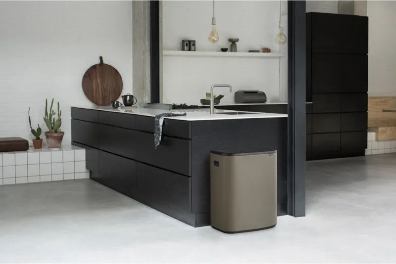 Cos de gunoi Brabantia Bo Touch 1001271, 2x30 L, Deschidere lina si silentioasa, Deschidere larga, Gri inchis