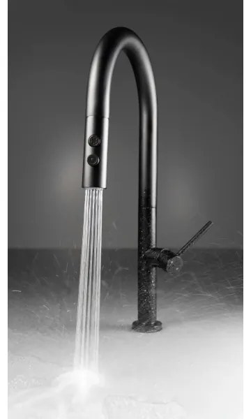 Baterie de chiuvetă cu cap de duș detașabil Deante BQO_N72M OLFATO negru