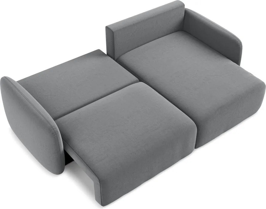Colțar gri extensibil/cu spațiu de depozitare cu tapițerie din catifea (cu colț pe partea dreaptă/cu șezlong) Kalena – Makamii