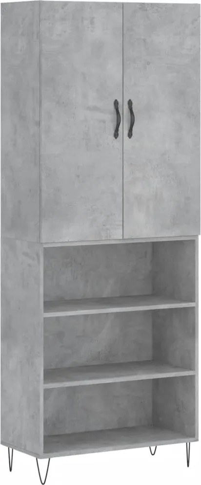 vidaXL Dulap înalt, gri beton, 69,5x34x180, lemn compozit