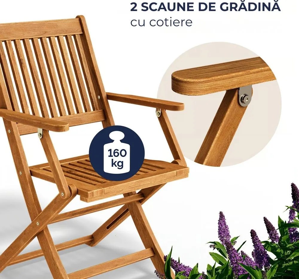 Set de mobilier SYDNEY, 3 piese, lemn natural Casaria