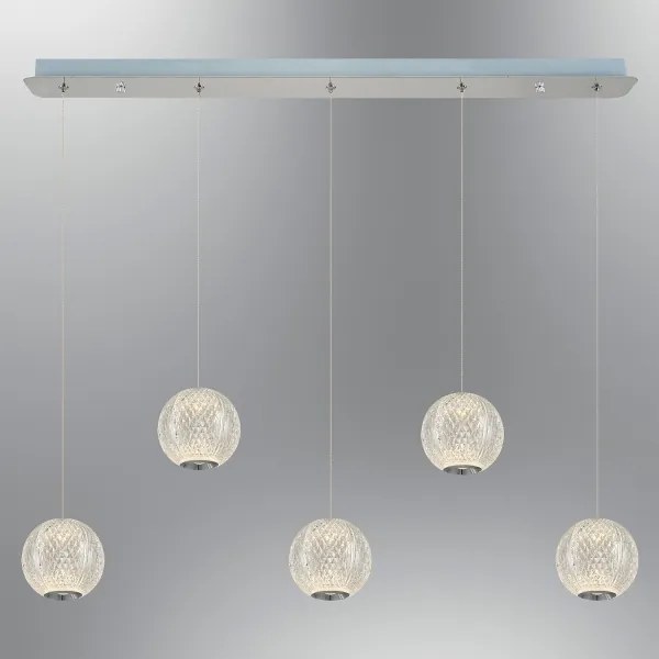 Lustră LED suspendată pe cablu CREMONA, 5 x 5 W, 230 V, 3000 K, crom mat