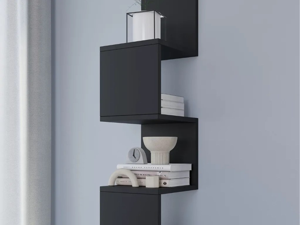 Polita de perete SUNEDO 25x125 cm, neagra