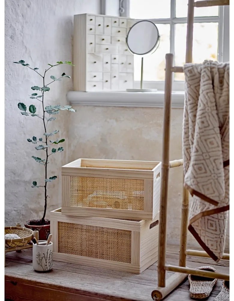 Cutii de depozitare în culoare naturală 2 buc. din lemn 39x29x20 cm Piana – Bloomingville
