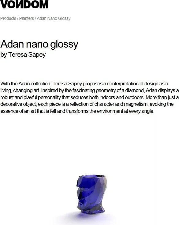 Ghiveci de flori / Jardiniera plante design decorativ modern pentru amenajari interioare si exterioare, ADAN PLANTER 49060R Vondom