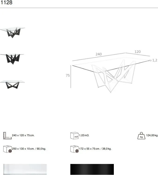 Masa dining design LUX Rectangular Black Steel 200x95cm