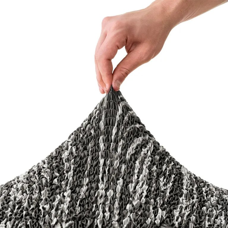 Huse bielastice UNIVERSO NOU dungi alb-negru fotoliu cu manere de lemn (l. 40 - 70 cm)