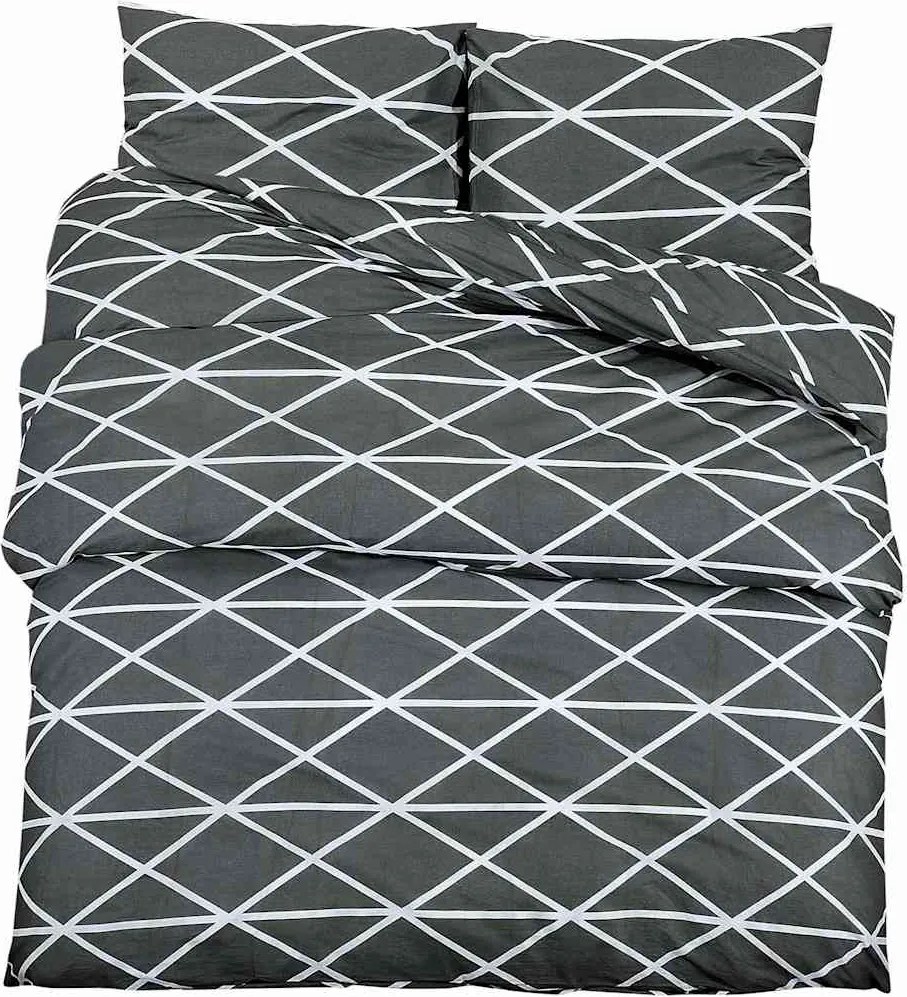 vidaXL Set cu husă de pilotă, gri, 140x200 cm, bumbac