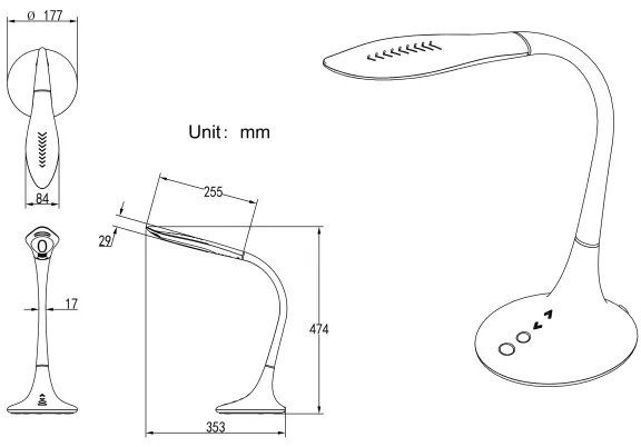 Lampă LED tactilă dimabilă de masă Globo 58271B PATTAYA LED/9W/230V negru