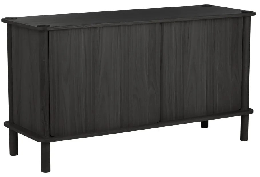 Comodă neagră din lemn de stejar cu ușă glisantă 135x73,5x48 cm Italic – UMAGE