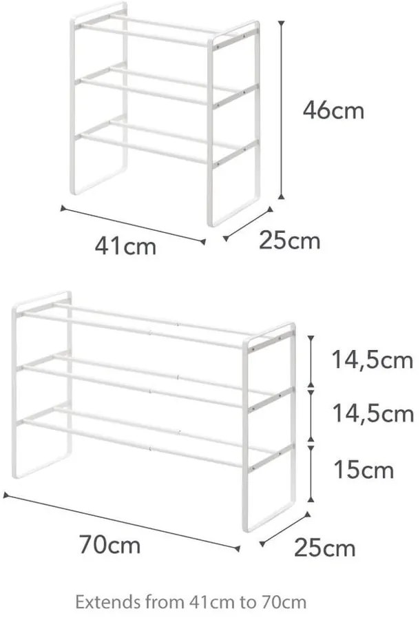 Pantofar ajustabil cu 3 etaje YAMAZAKI Maebashi, alb