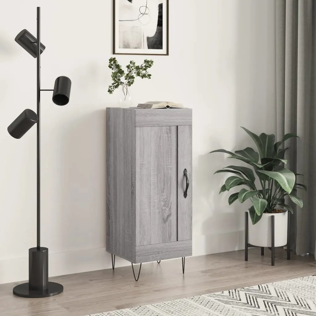 830442 vidaXL Servantă, gri sonoma, 34,5x34x90 cm, lemn compozit