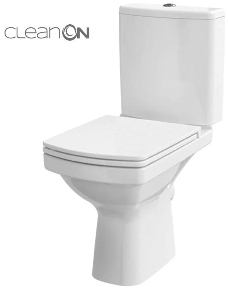 Set vas wc rimless cu rezervor si capac soft close, alimentare verticala, Cersanit Easy New verticala